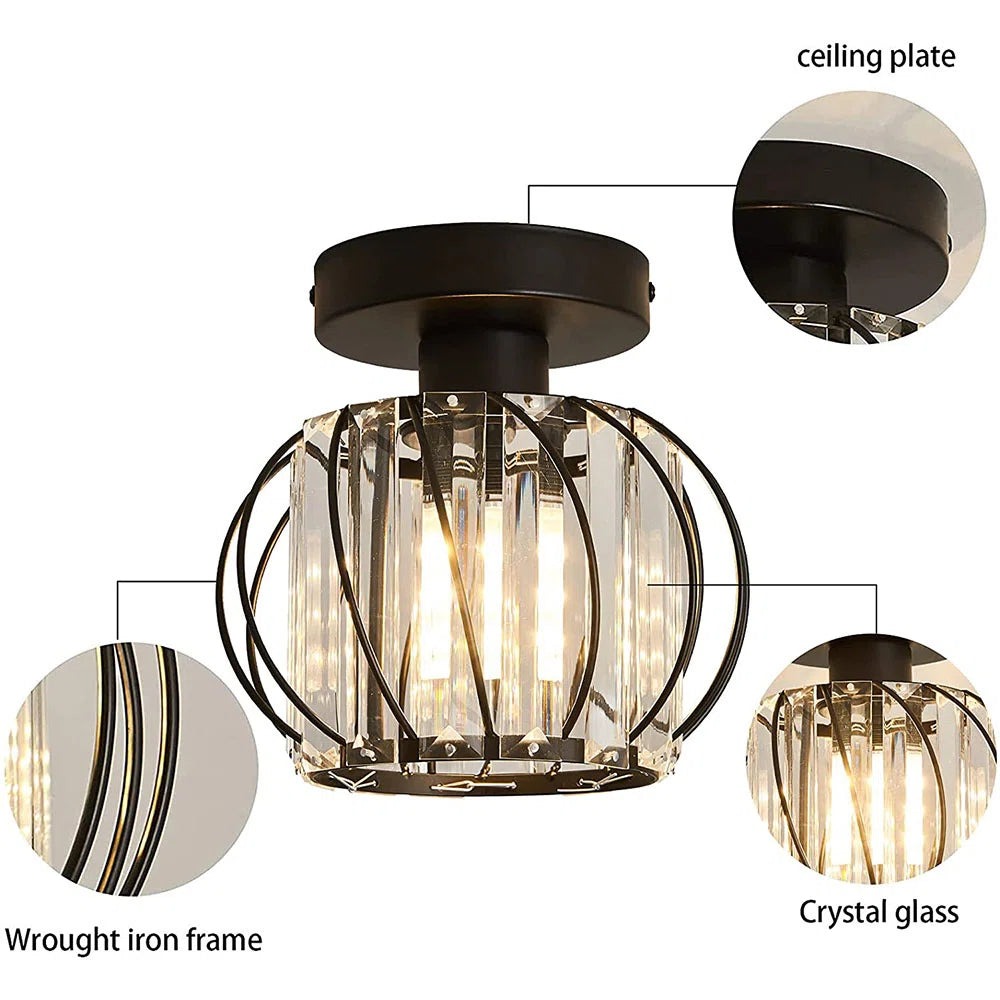 Nordic Glass & Crystal Flush Mount Ceiling Light