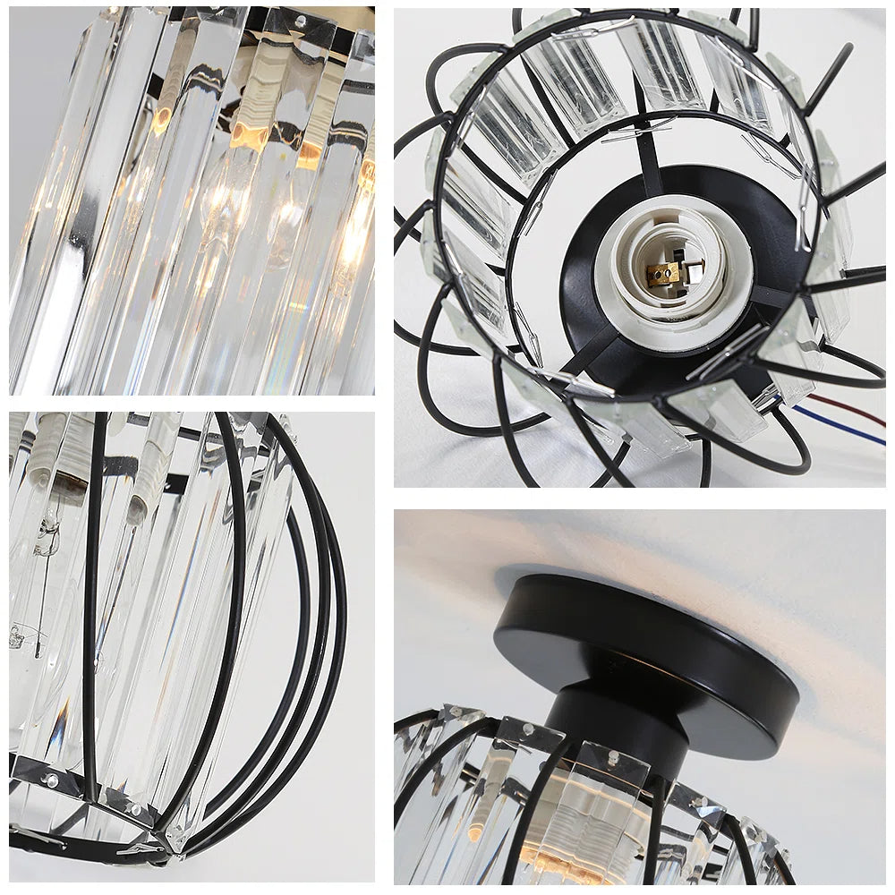 Nordic Glass & Crystal Flush Mount Ceiling Light