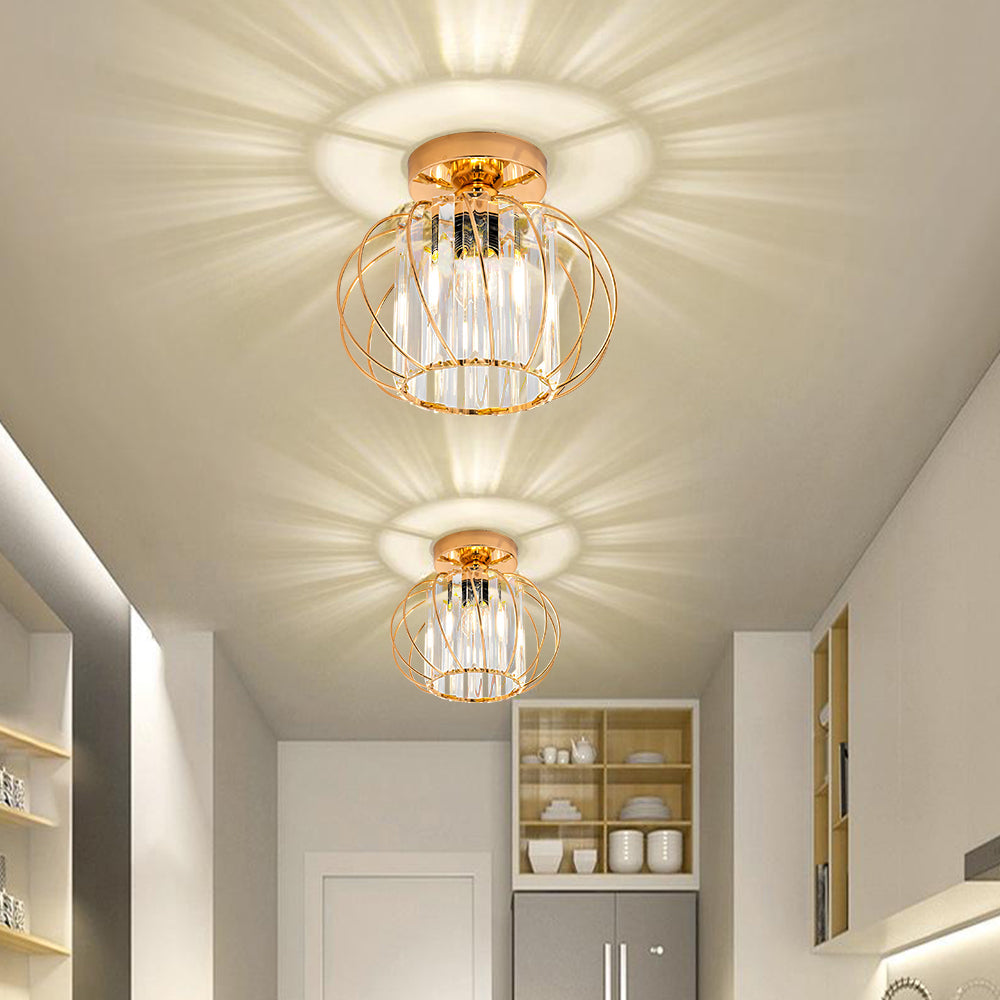 Nordic Glass & Crystal Flush Mount Ceiling Light