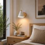 Nordic Iron Shade & Wooden Backplate Wall Sconce (Dimmable)