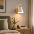 Nordic Iron Shade & Wooden Backplate Wall Sconce (Dimmable)