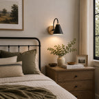 Nordic Iron Shade & Wooden Backplate Wall Sconce (Dimmable)