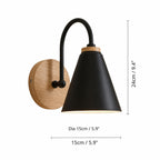 Nordic Iron Shade & Wooden Backplate Wall Sconce (Dimmable)