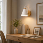 Nordic Iron Shade & Wooden Backplate Wall Sconce (Dimmable)
