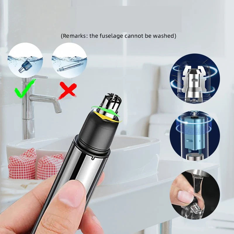 Nose, Ear & Brow Trimmer Rechargeable Cordless Precision Blades