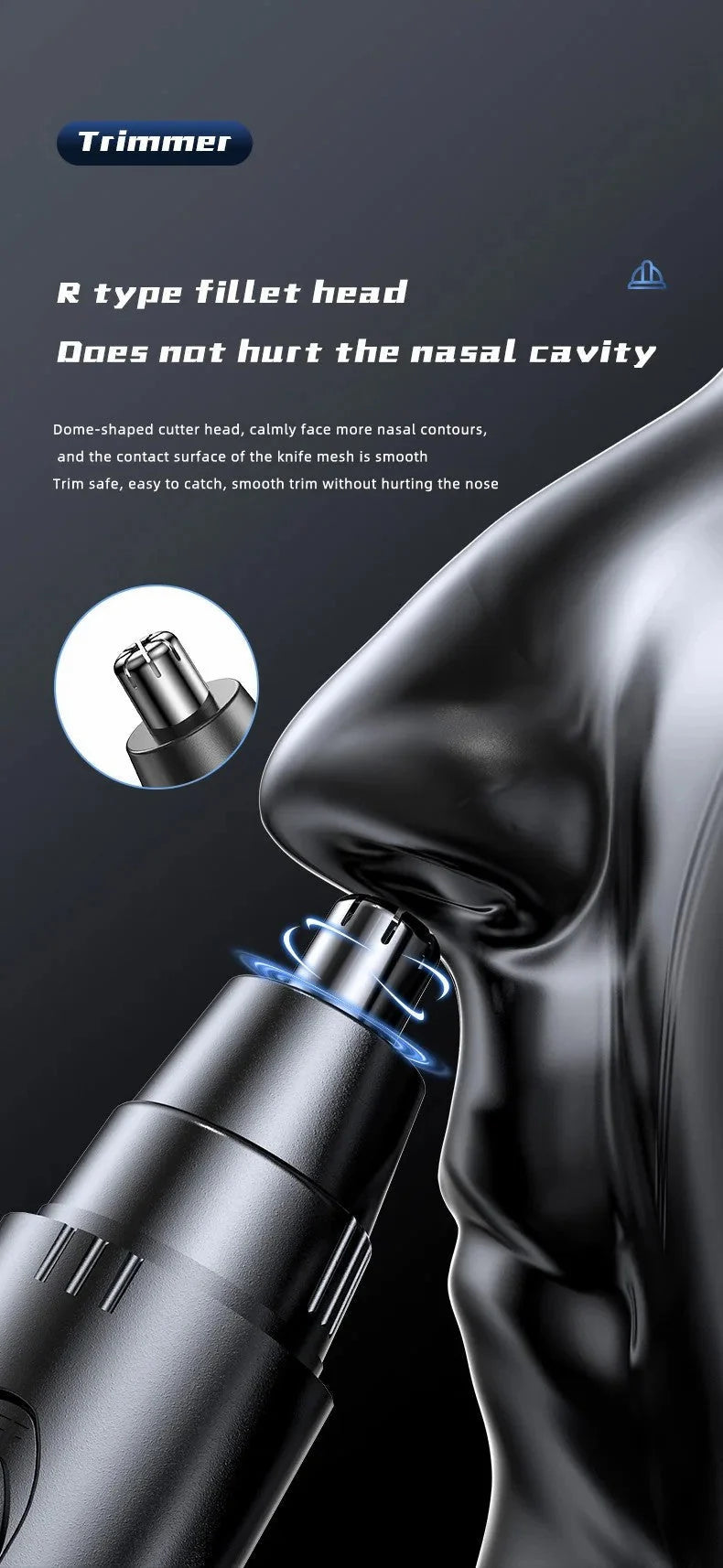 Nose & Ear Trimmer USB Rechargeable Stainless Steel