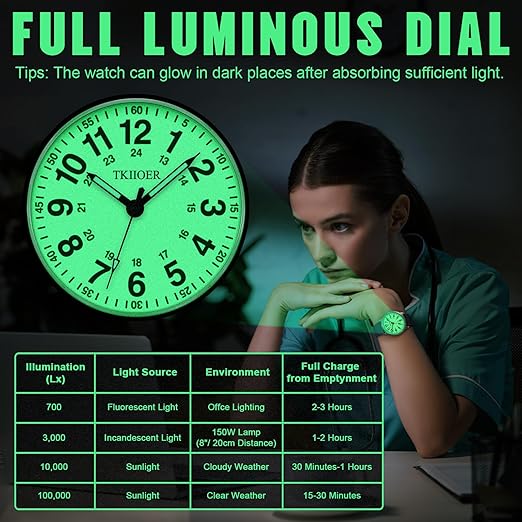 Nurses Watch Luminous Dial & Second Hand 50M Water Resistant