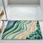 Ocean Wave Microfiber Plush Non-Slip Bath Mat