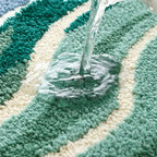 Ocean Wave Microfiber Plush Non-Slip Bath Mat
