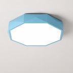 Octagonal Metal Remote-Dimmable LED Flush Mount Ceiling Light