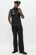 Officer Costume Set Black Short Sleeve Shirt & Stretch Hat