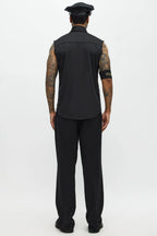 Officer Costume Set Black Short Sleeve Shirt & Stretch Hat