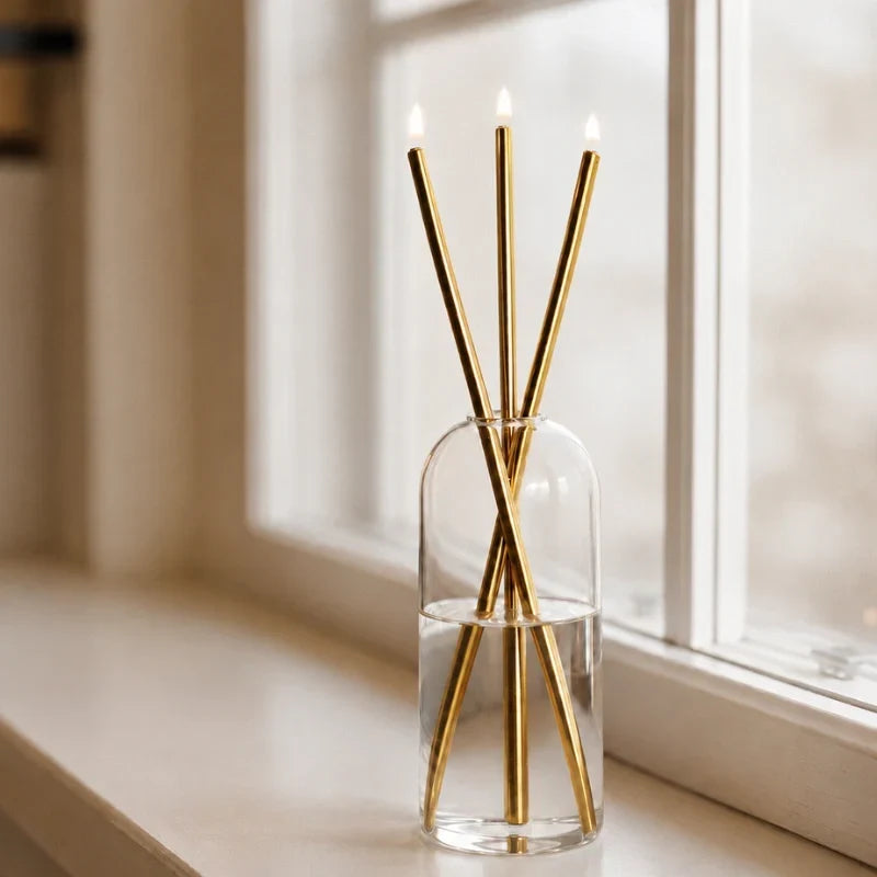 Oil Candle Refillable Mineral Oil Glass & Stainless Steel