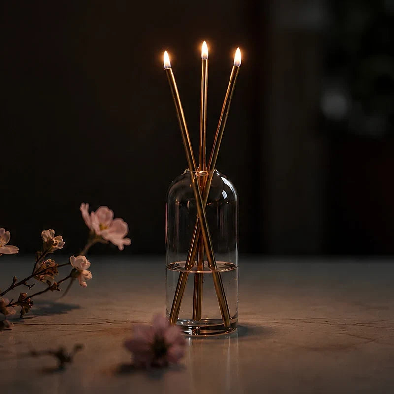 Oil Candle Refillable Mineral Oil Glass & Stainless Steel