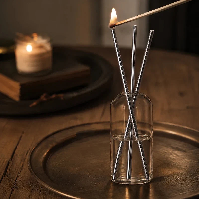 Oil Candle Refillable Mineral Oil Glass & Stainless Steel