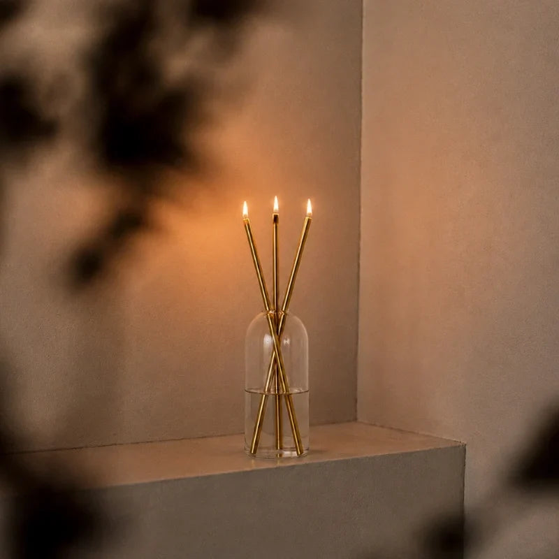 Oil Candle Refillable Mineral Oil Glass & Stainless Steel