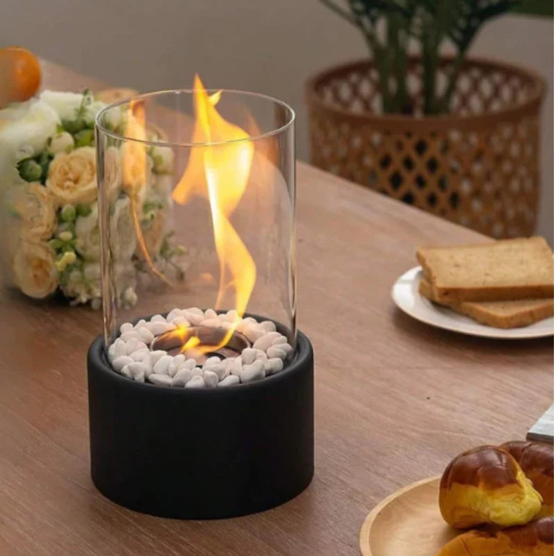 Oil Lamp Built-In Extinguisher Glass Cylinder & Metal Base