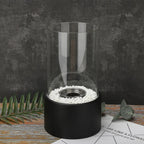 Oil Lamp Built-In Extinguisher Glass Cylinder & Metal Base