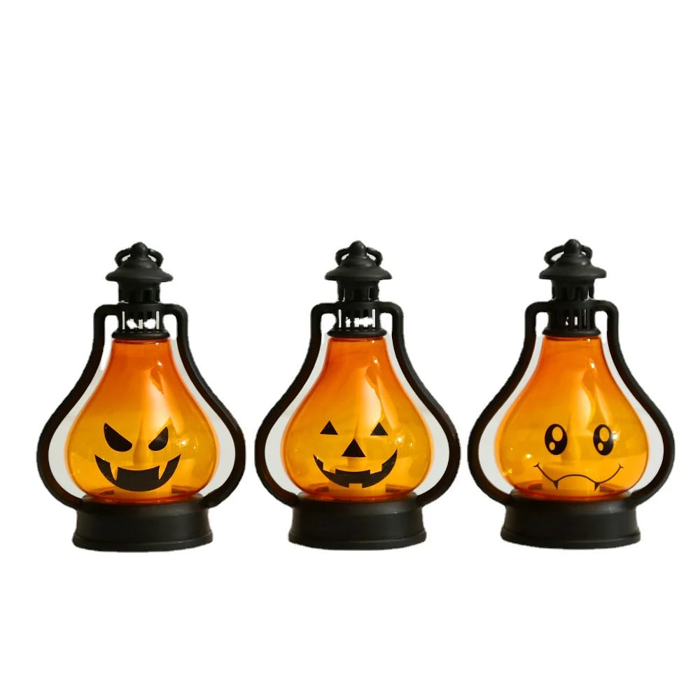 Oil Lamp Jack-O'-Lantern LED Glass & Metal Base