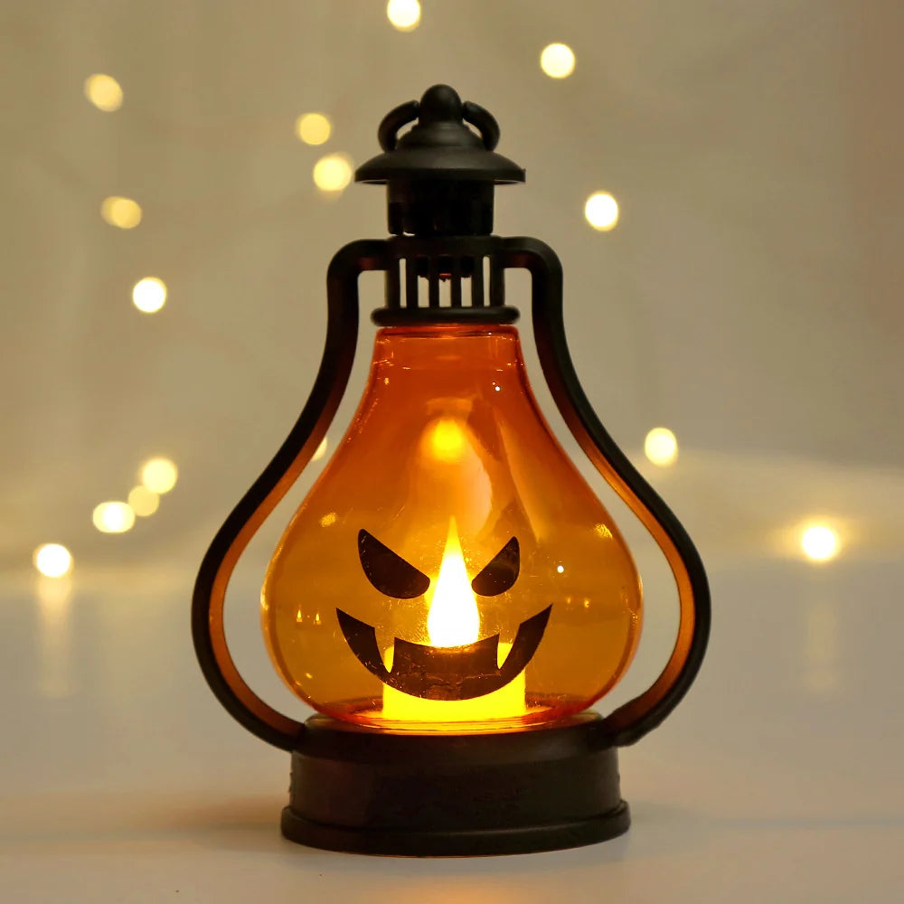 Oil Lamp Jack-O'-Lantern LED Glass & Metal Base