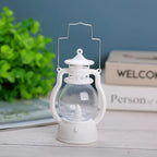 Oil Lamp Metal & Glass LED Flame Portable Handle