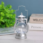 Oil Lamp Metal & Glass LED Flame Portable Handle