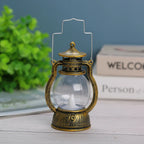 Oil Lamp Metal & Glass LED Flame Portable Handle