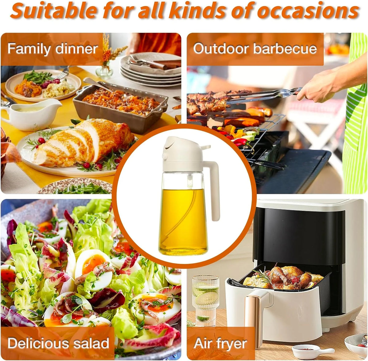 Olive Oil Sprayer & Dispenser Glass 16oz 2-in-1