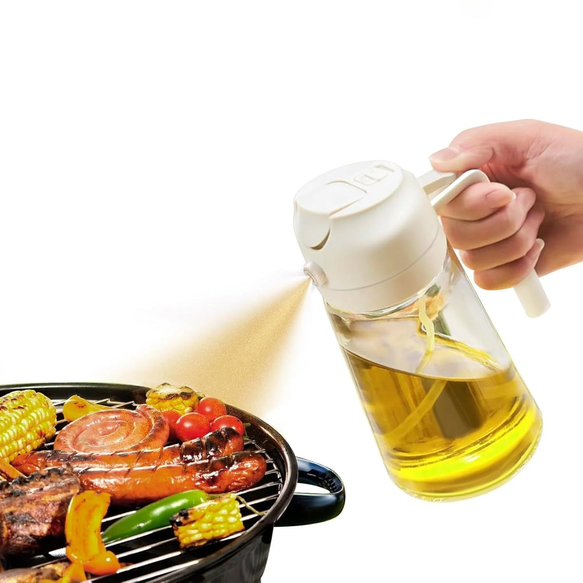 Olive Oil Sprayer Dual Spray & Dispenser Glass 470ml