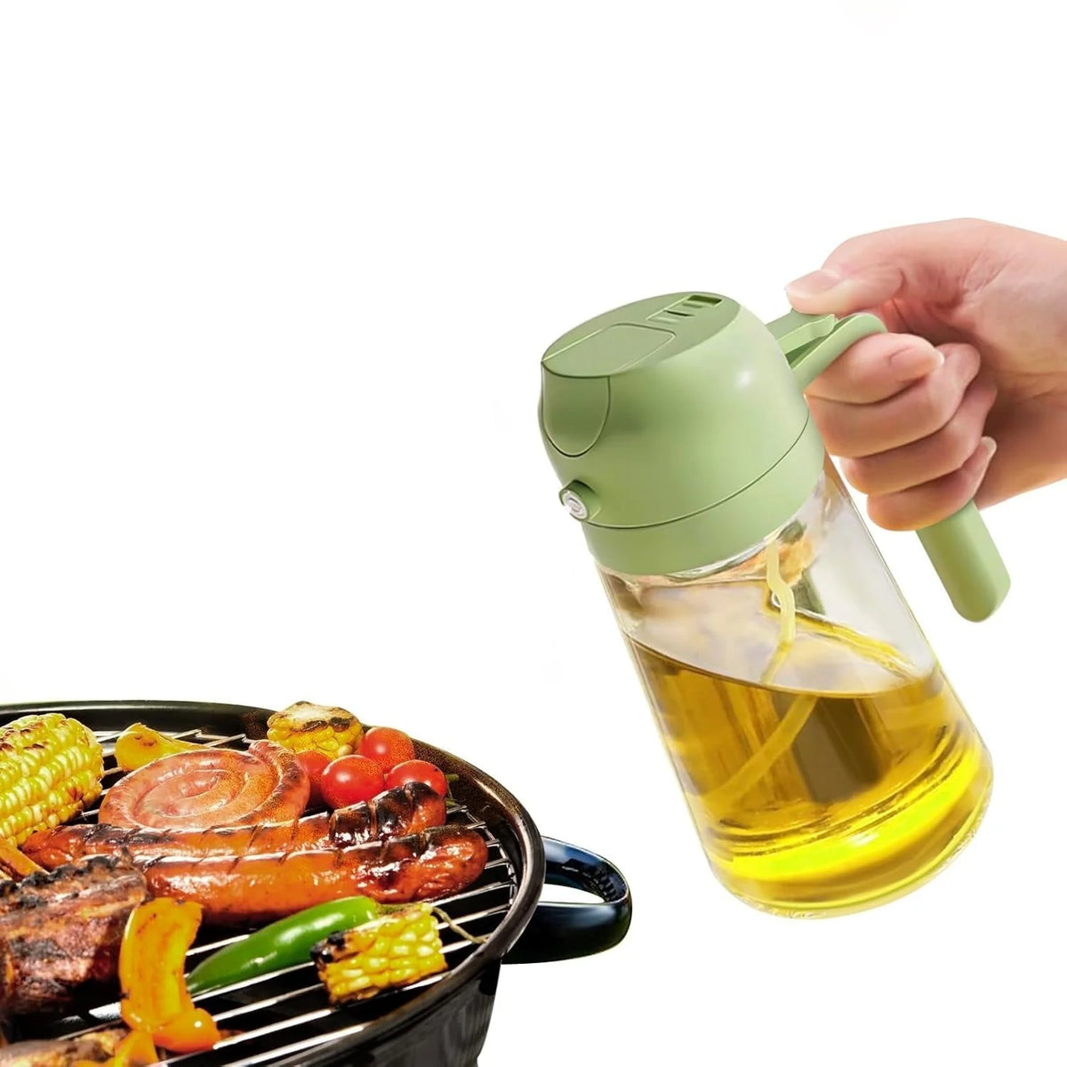 Olive Oil Sprayer Dual Spray & Dispenser Glass 470ml