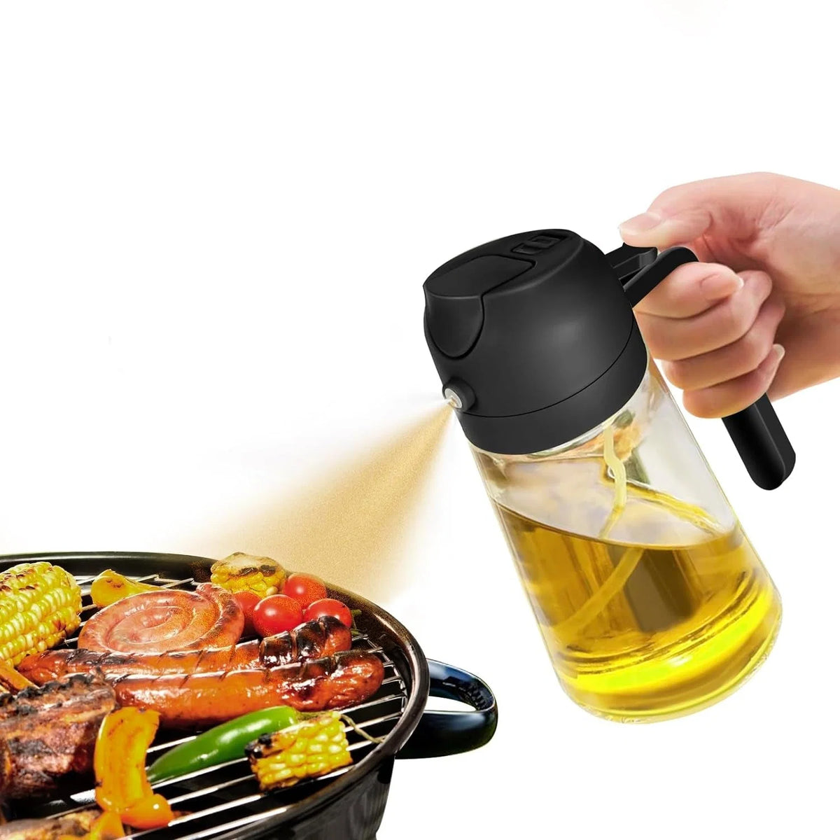 Olive Oil Sprayer Dual Spray & Dispenser Glass 470ml