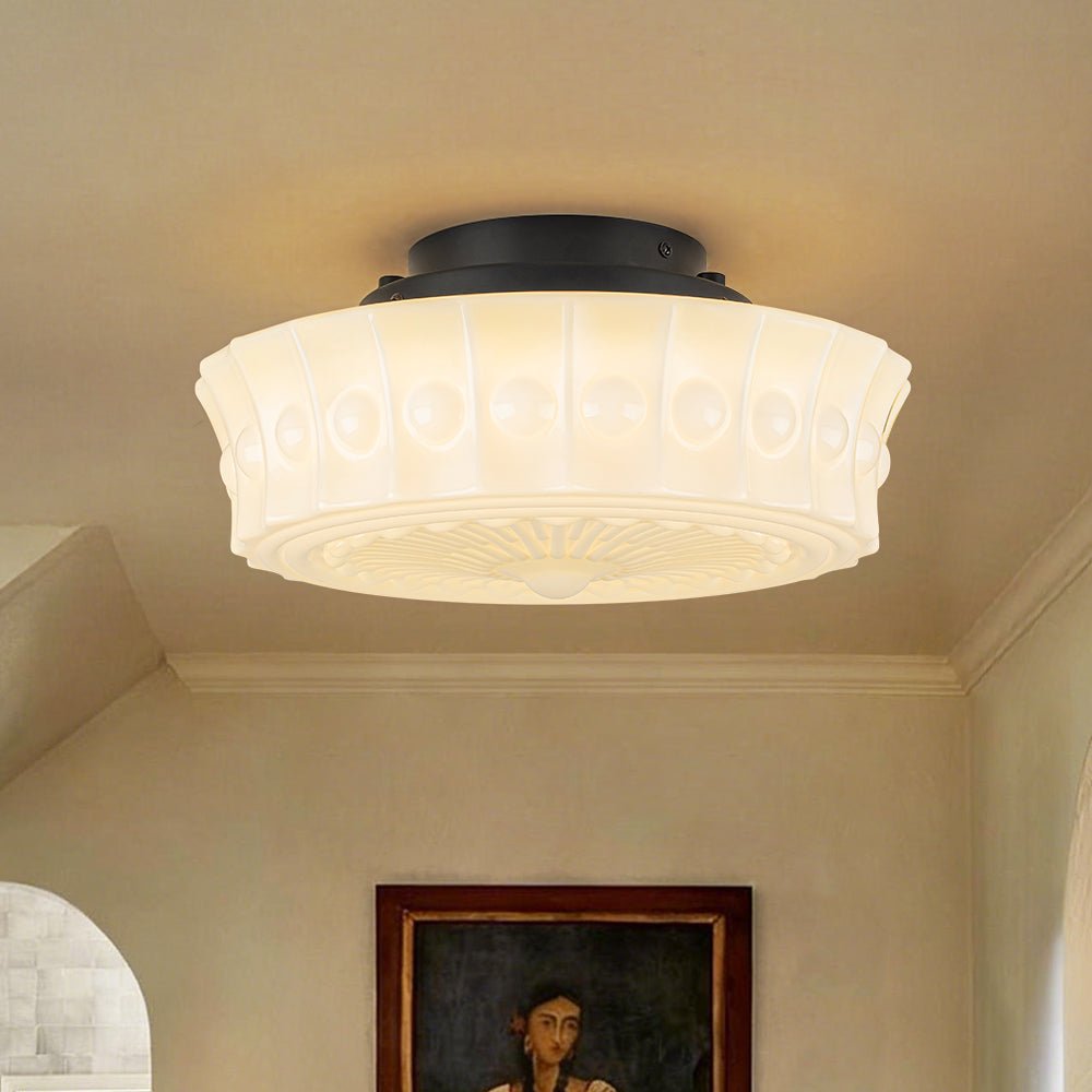 Opal Milk Glass Dimmable LED Flush Mount Ceiling Light
