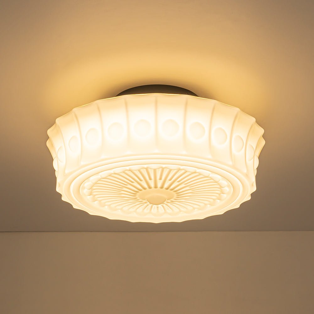 Opal Milk Glass Dimmable LED Flush Mount Ceiling Light