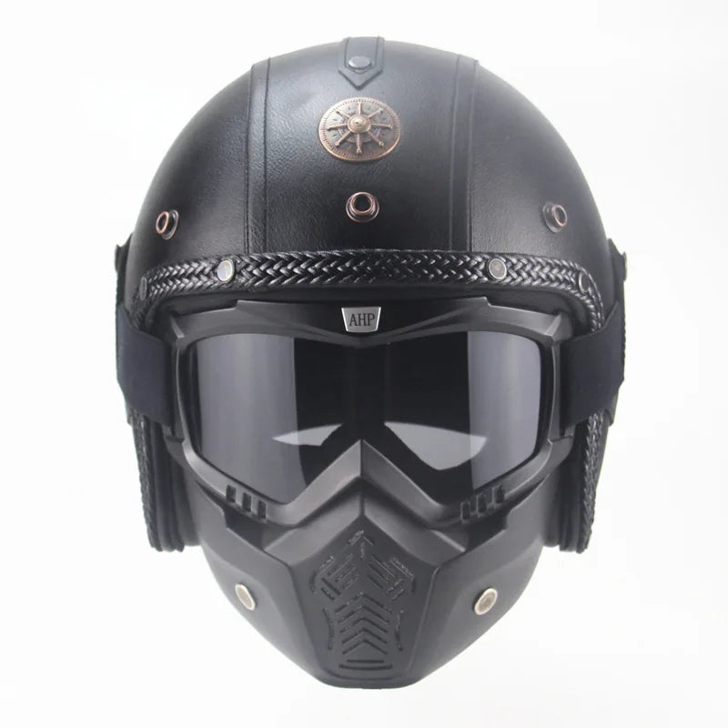 Open-Face Helmet ABS Shell Detachable Goggles & Mask