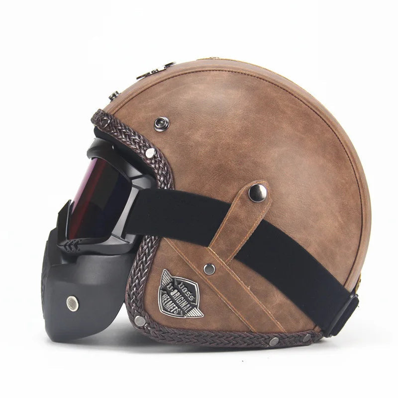Open-Face Helmet ABS Shell Detachable Goggles & Mask