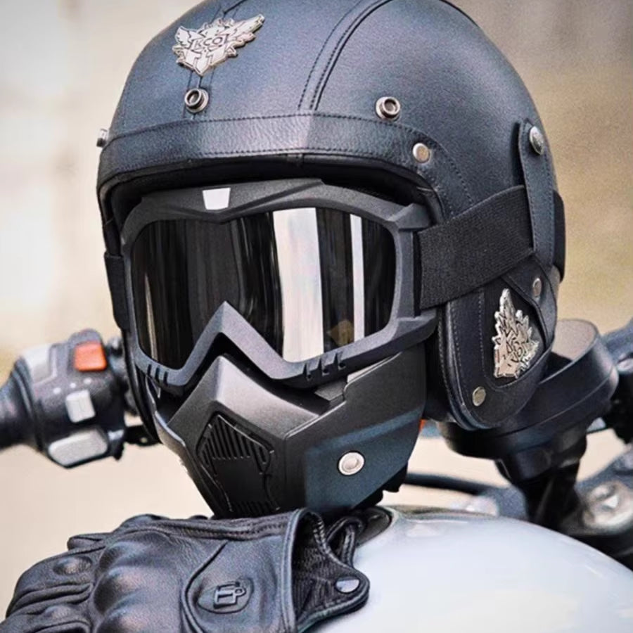 Open-Face Helmet ABS Shell Detachable Goggles & Mask