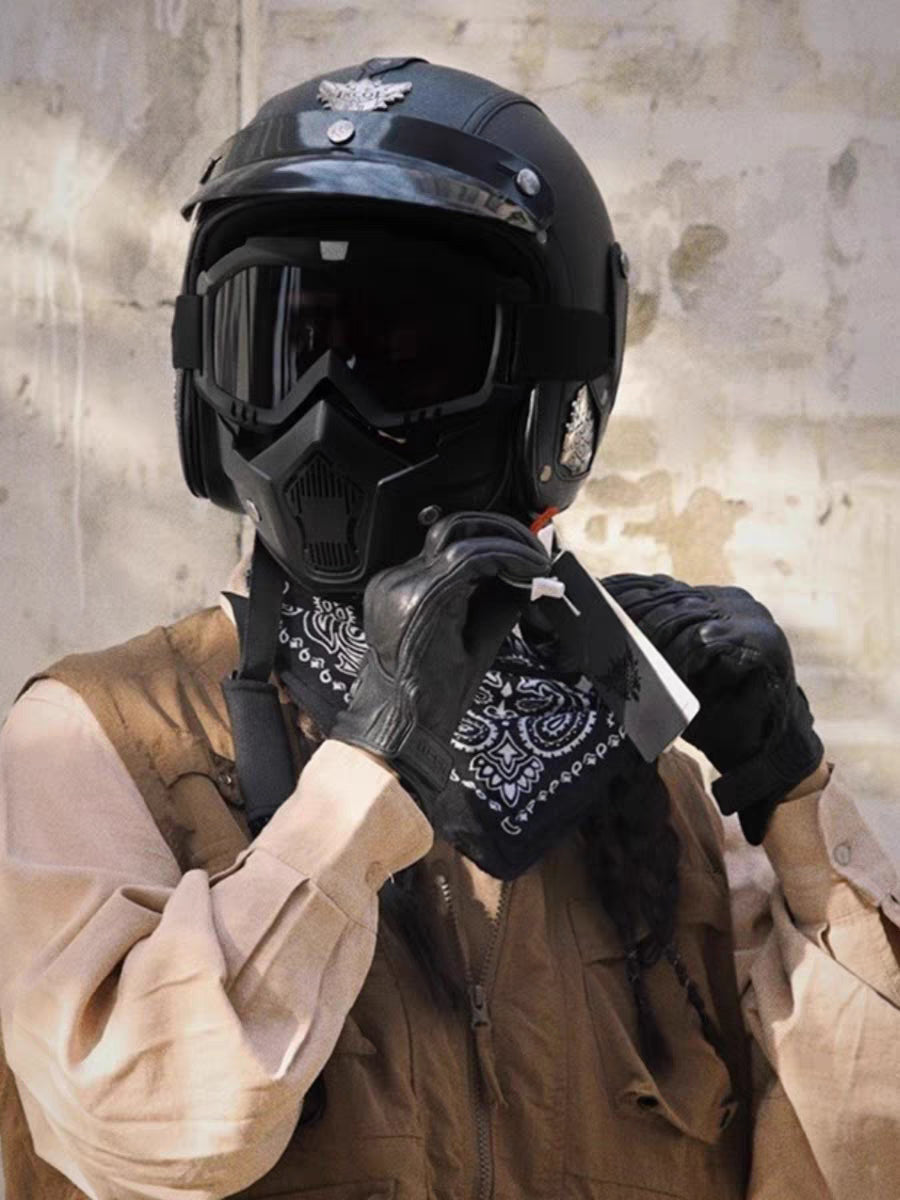 Open-Face Helmet ABS Shell Detachable Goggles & Mask