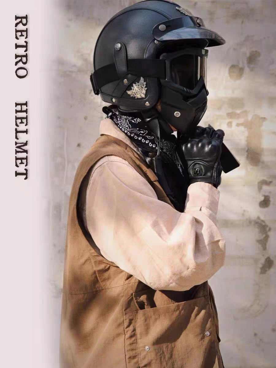 Open-Face Helmet ABS Shell Detachable Goggles & Mask