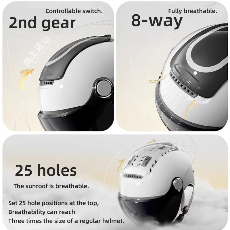 Open Face Motorcycle Helmet Dual-Lens Sun Visor Lightweight