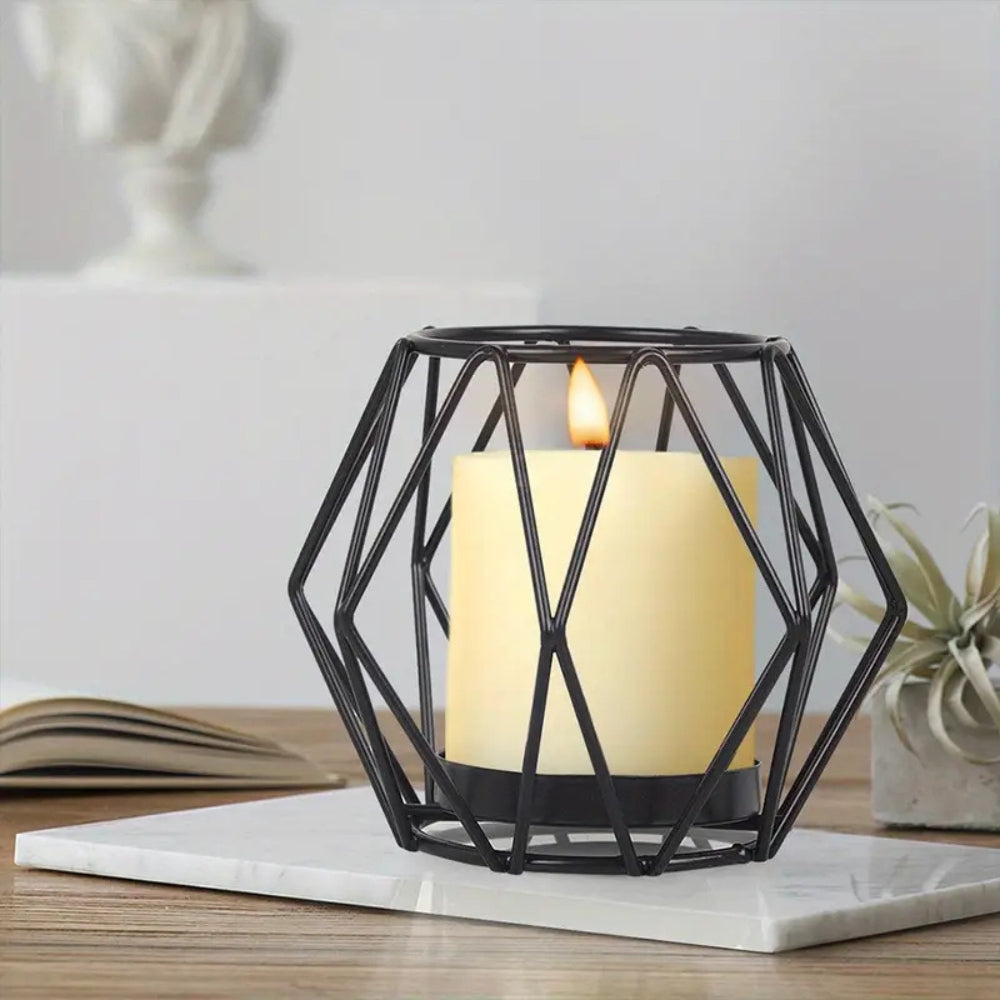 Open Geometric Iron Candle Holder (For Pillar Candles)