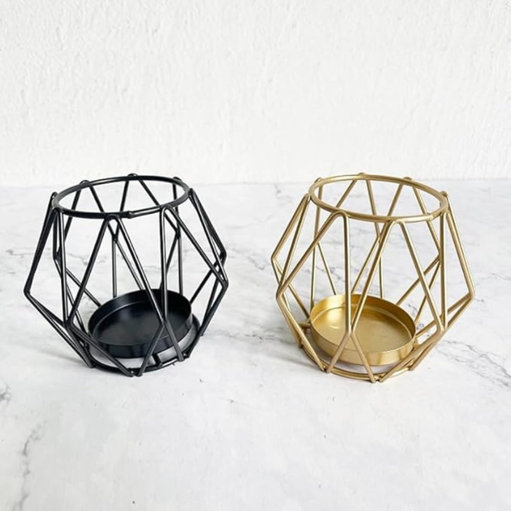 Open Geometric Iron Candle Holder (For Pillar Candles)