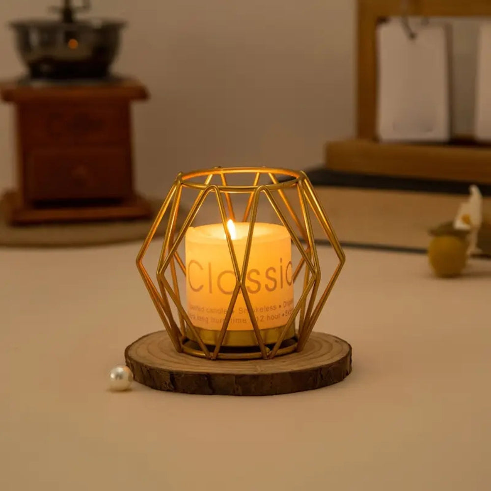 Open Geometric Iron Candle Holder (For Pillar Candles)