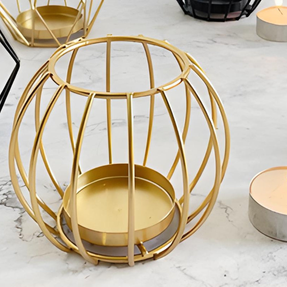 Open Geometric Iron Candle Holder (For Pillar Candles)