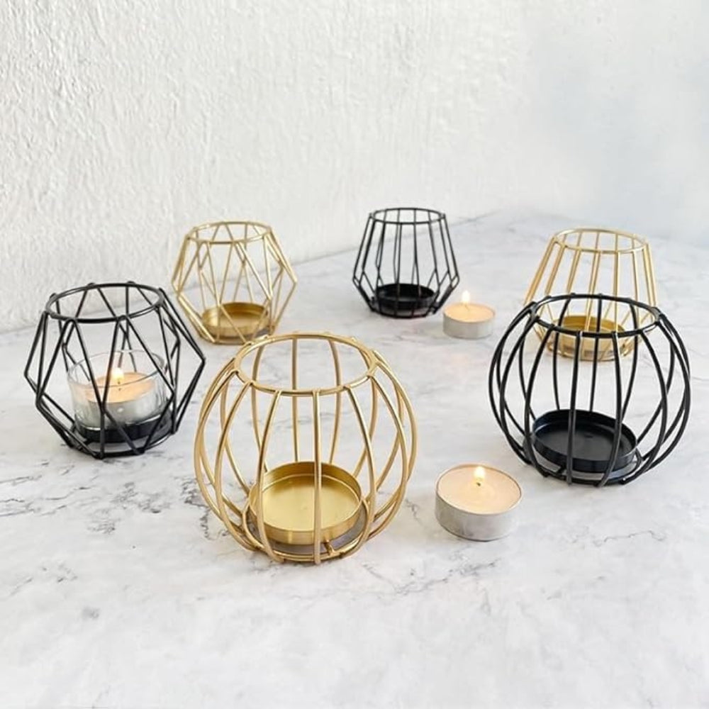 Open Geometric Iron Candle Holder (For Pillar Candles)