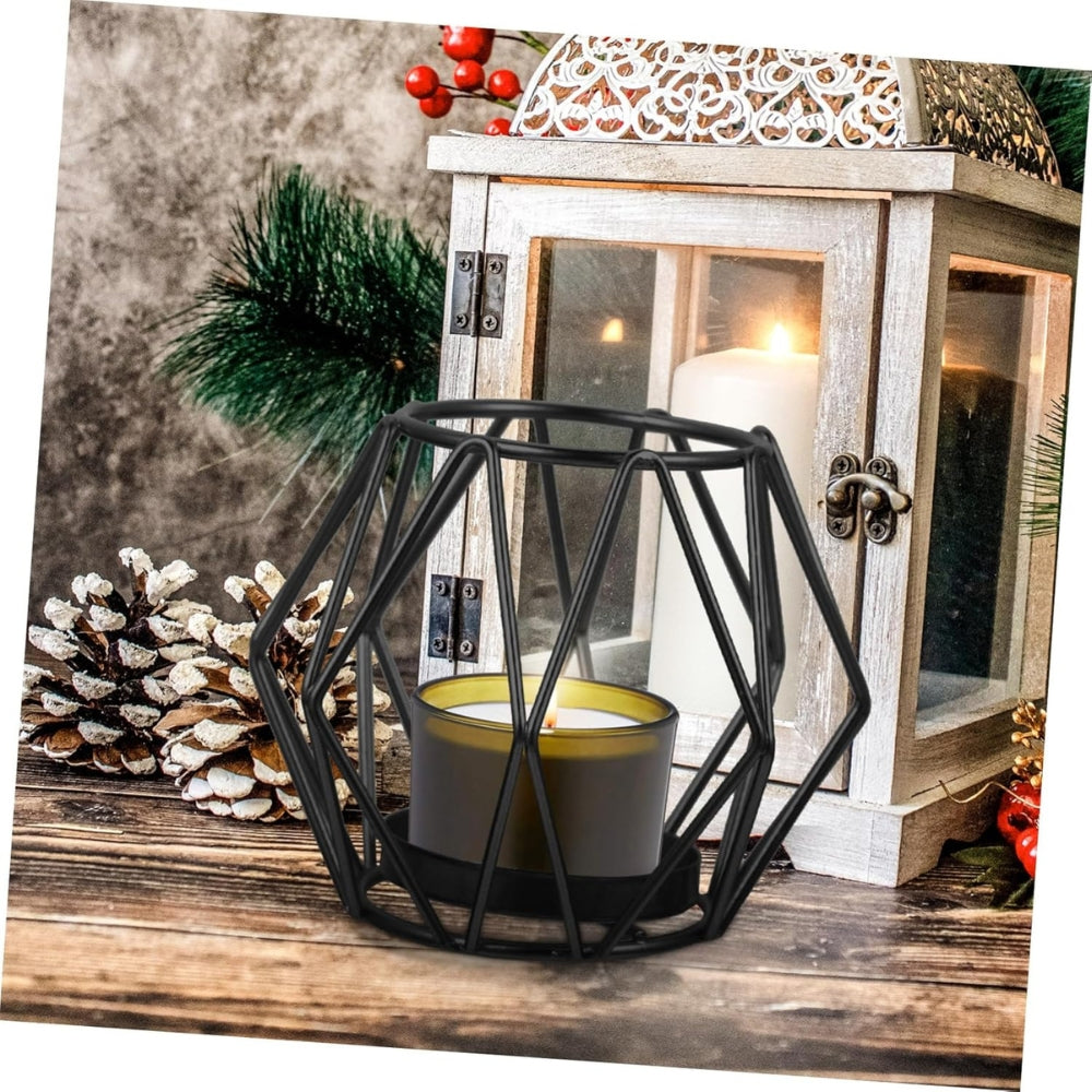 Open Geometric Iron Candle Holder (For Pillar Candles)