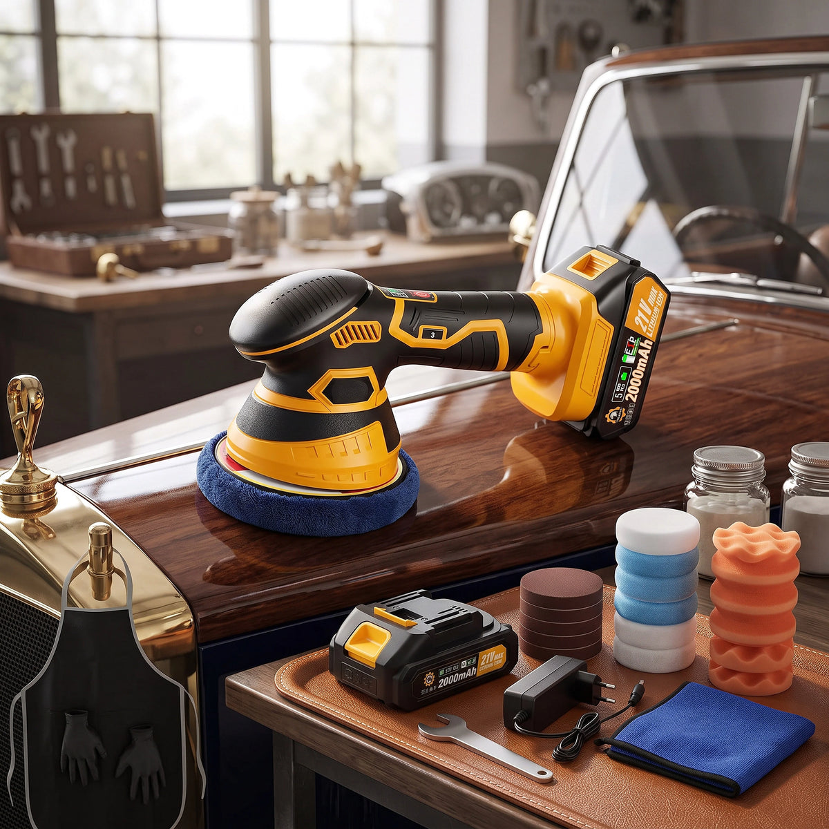 Orbital Buffer Cordless Variable-Speed Foam Pad Kit