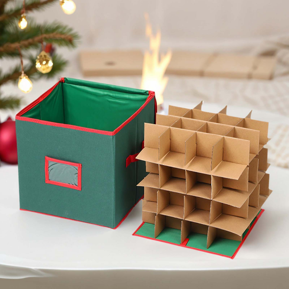 Ornament Storage Box Adjustable Dividers Holds 72 Ornaments