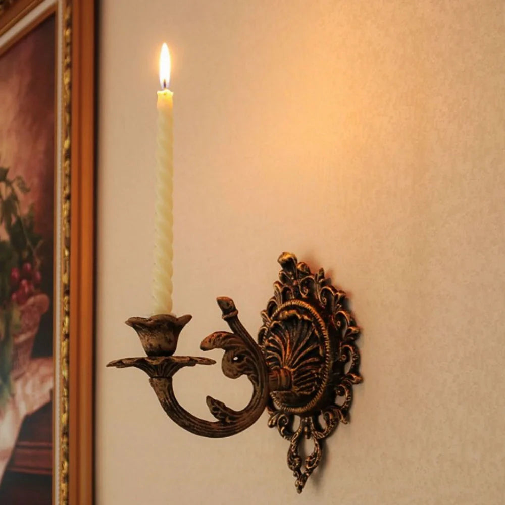 Ornate Vintage Wrought Iron Candle Wall Sconce
