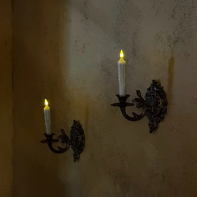 Ornate Vintage Wrought Iron Candle Wall Sconce