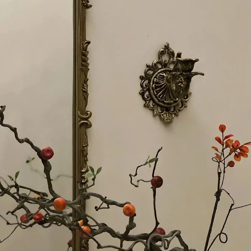 Ornate Vintage Wrought Iron Candle Wall Sconce
